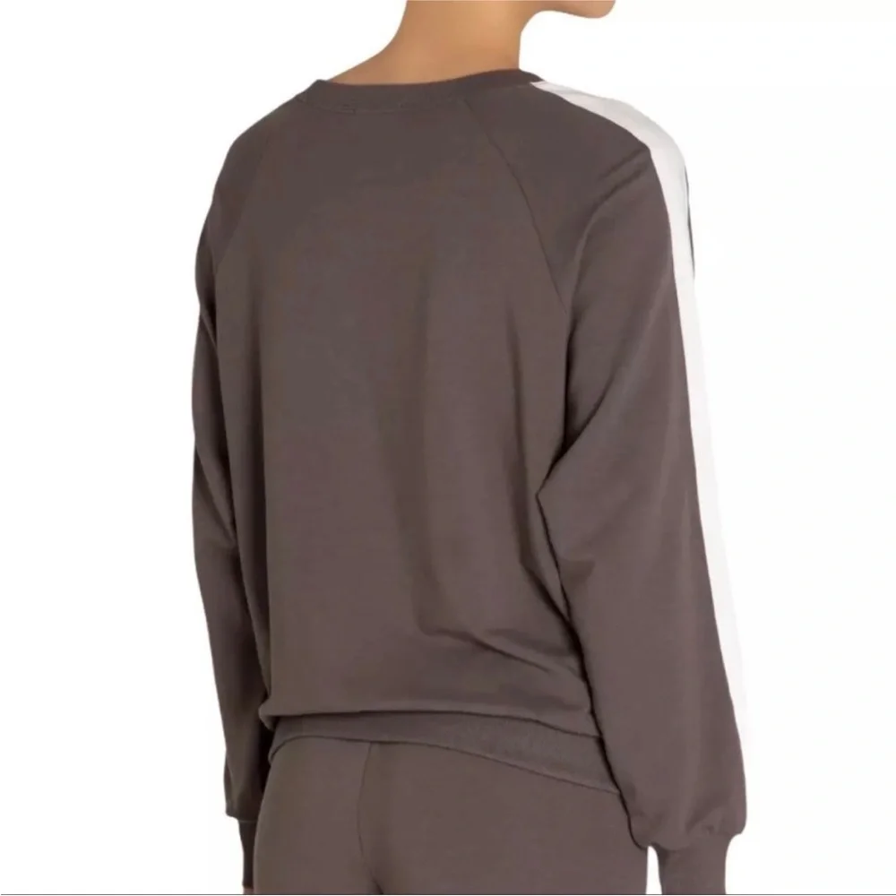 Eberjey Colby Cozy The Ringer Sweatshirt S Pima Modal Rabbit White Taupe